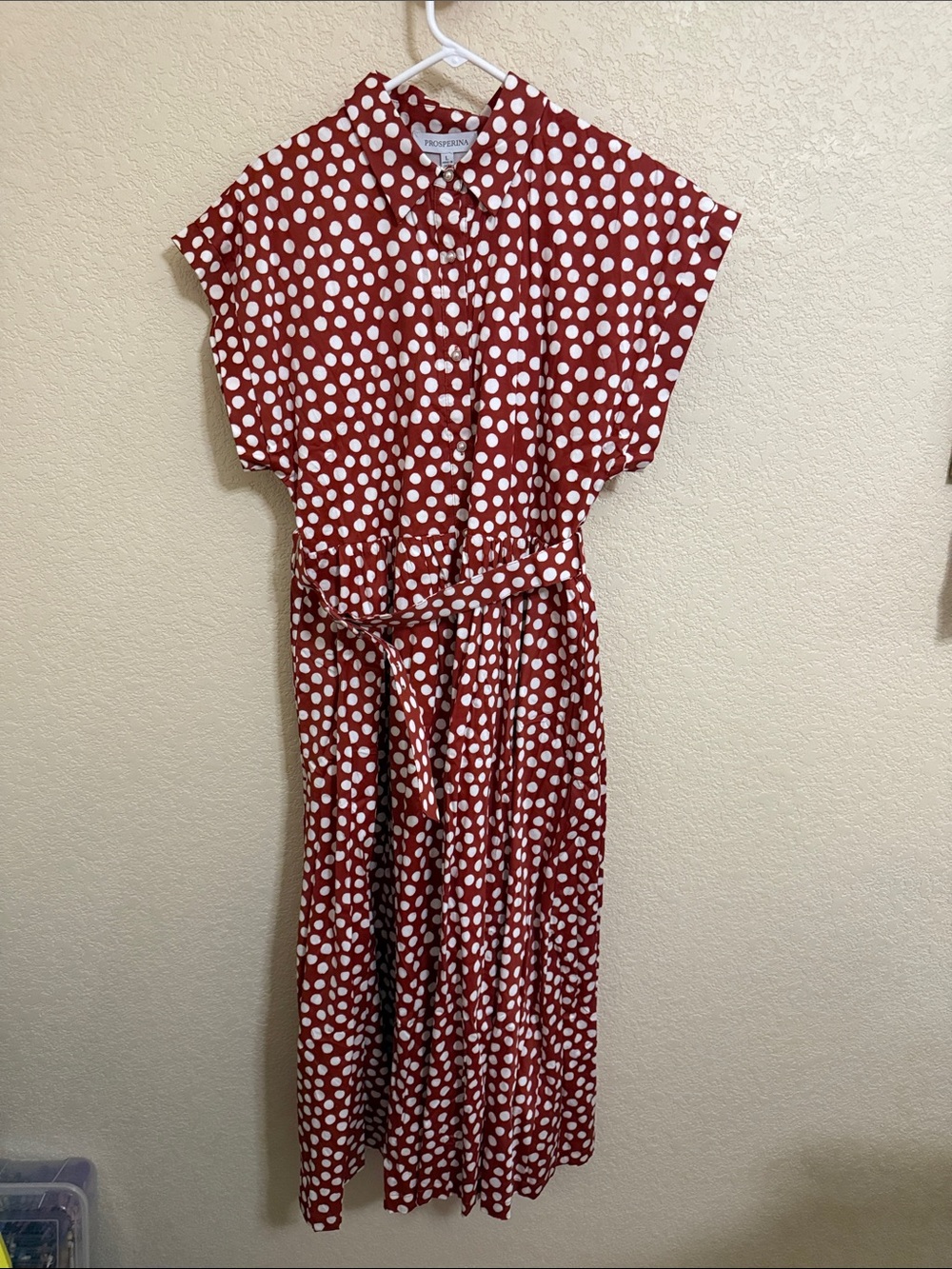 NWT Prosperina Red & White Polka Dot Dress Large